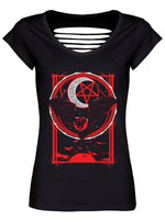 Goth Bat Ladies Black Razor Back T-Shirt 14-16