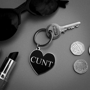 CUNT BLACK HEART KEYRING