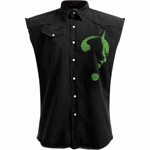 RIDDLER - GLOW IN THE DARK LOGO - Sleeveless Stone Washed Worker Black. ( UP TO A 10 DAY WAIT TO BE POSTED)